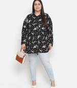 Lure Black floral print plus size women shirt