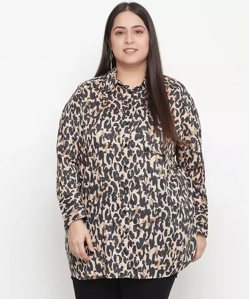 Unique animal printed plus size women shirt