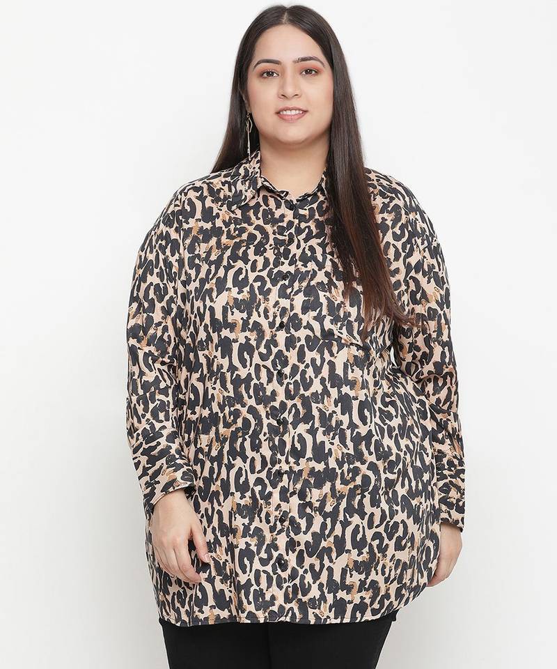 Unique animal printed plus size women shirt