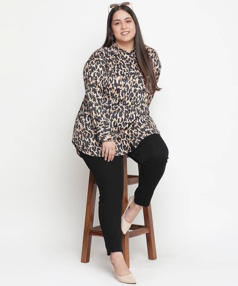 Unique animal printed plus size women shirt