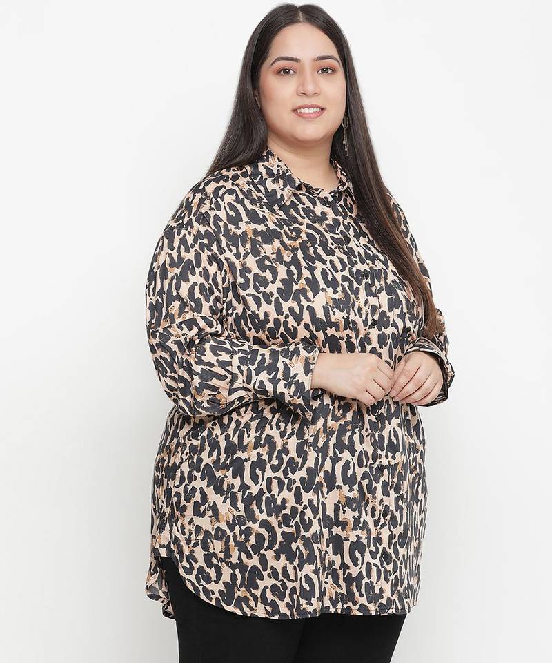 Unique animal printed plus size women shirt