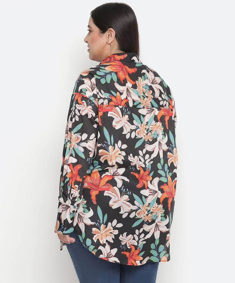 Scandle floral print plus size women shirt