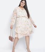 Peach bnez floral print plus size women dress