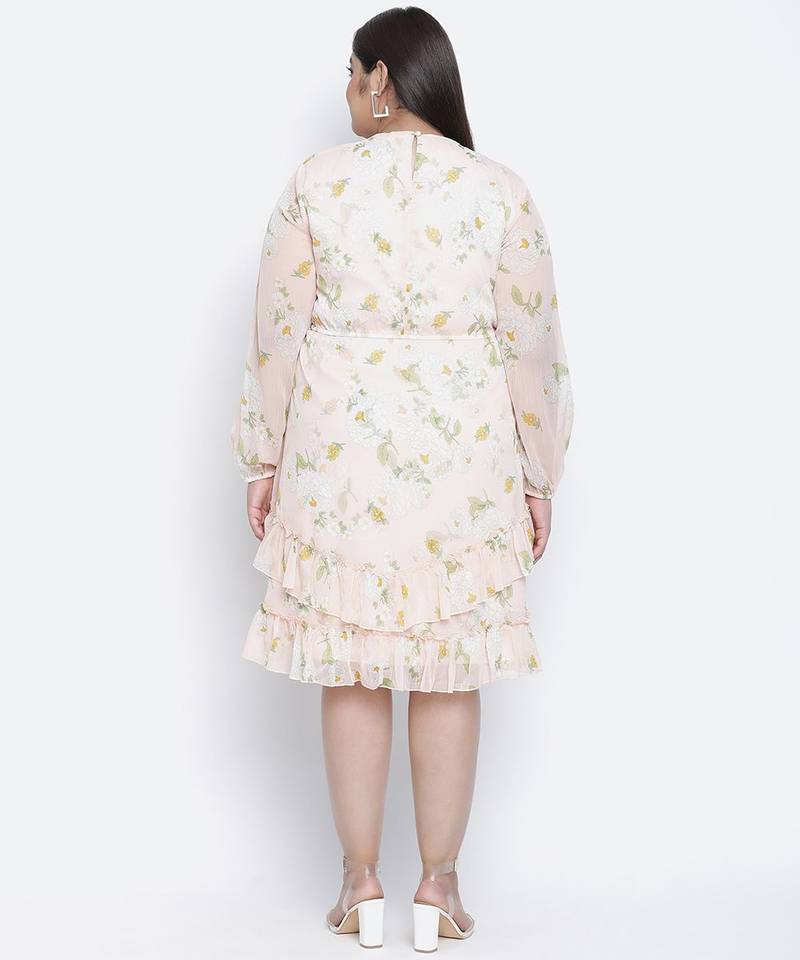 Peach bnez floral print plus size women dress