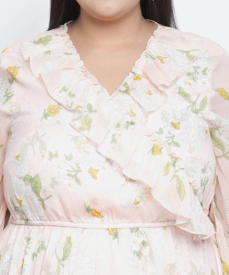 Peach bnez floral print plus size women dress