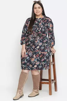 Flex of colors floral print plus size women dress