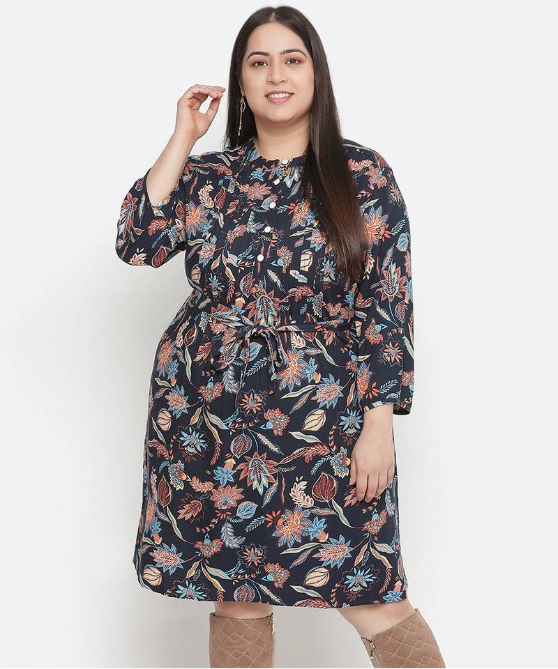Flex of colors floral print plus size women dress