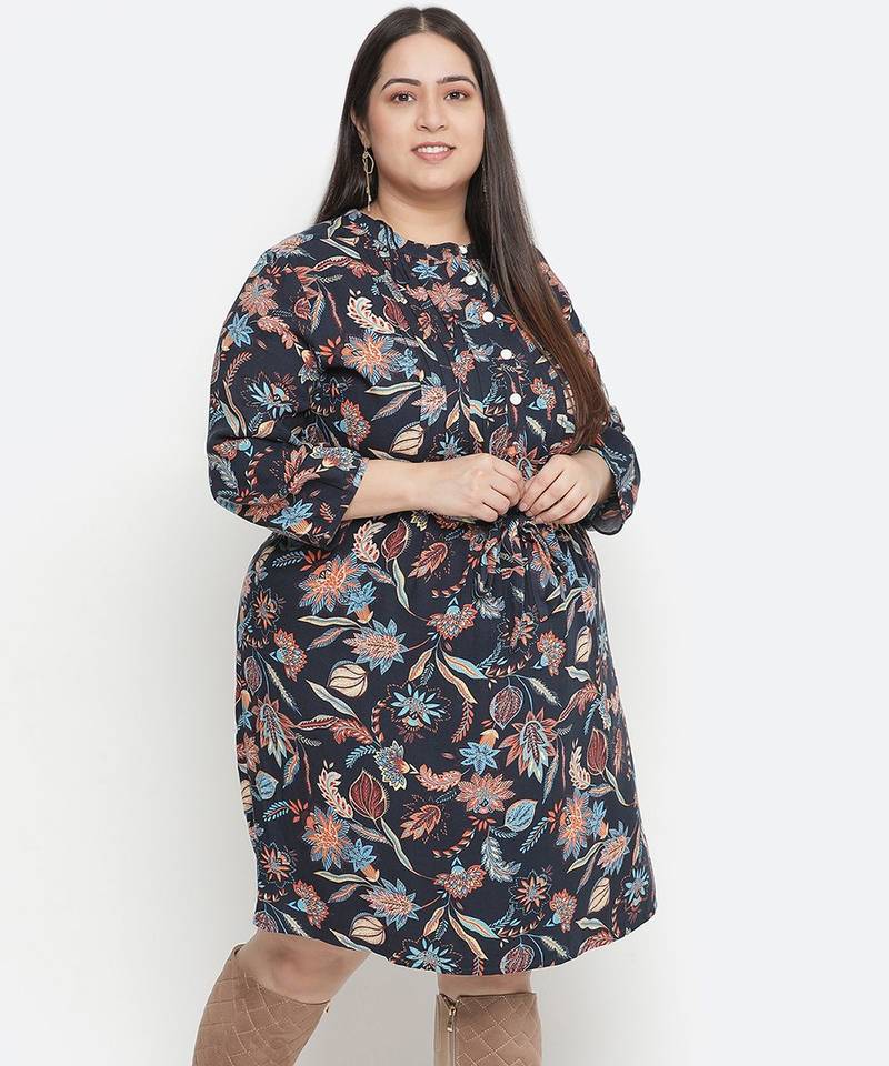 Flex of colors floral print plus size women dress
