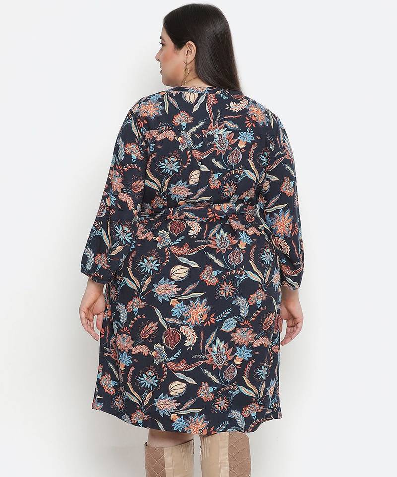 Flex of colors floral print plus size women dress