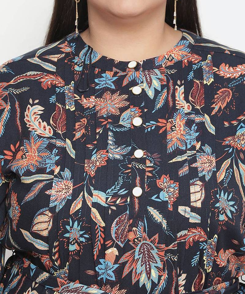 Flex of colors floral print plus size women dress