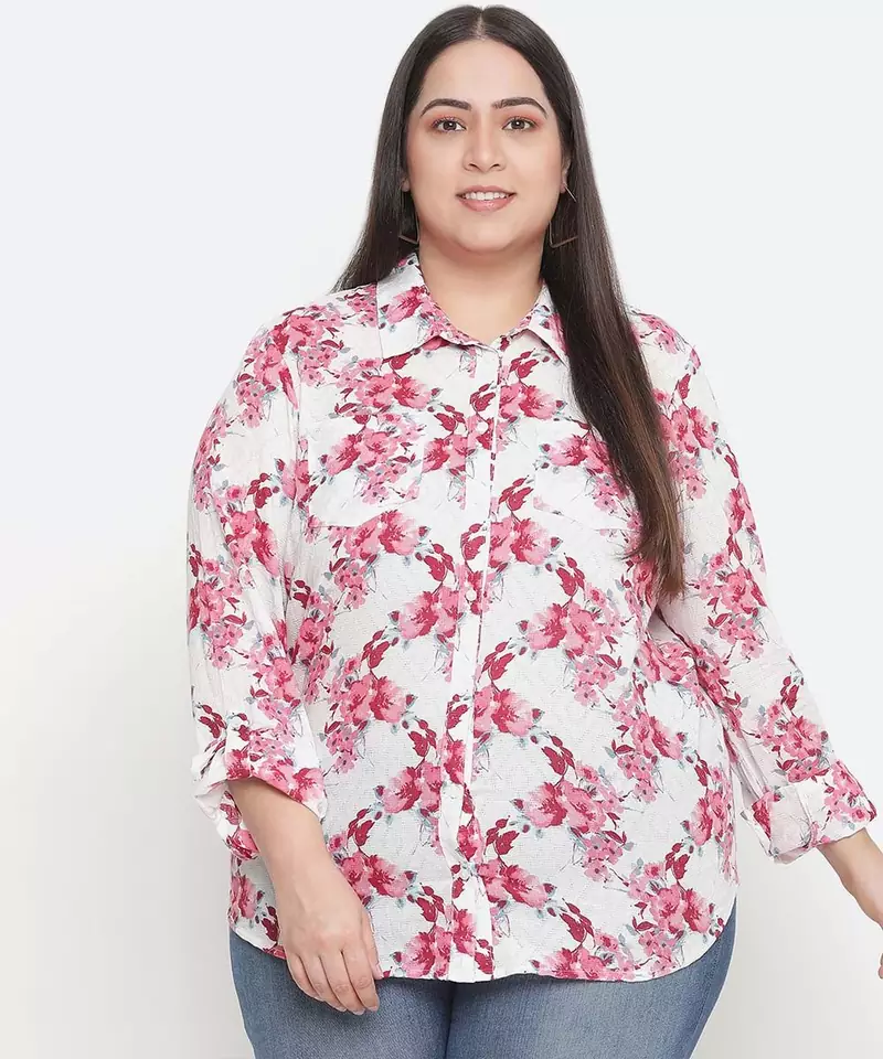 Wiser pink floral print cottan meld plus szie women Shirt