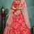 CHARMING Red Sequins Embroidered Art Silk Semi Stitched bridal lehenga with double dupatta
