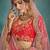 CHARMING Red Sequins Embroidered Art Silk Semi Stitched Bridal Lehenga with double dupatta