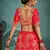 CHARMING Red Sequins Embroidered Art Silk Semi Stitched bridal lehenga with double dupatta