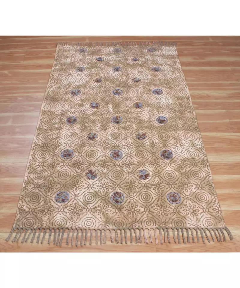 2x3 Ft Hand Made Cotton Dhurrie Boho Area Rug Geometric Carpet MultiColor