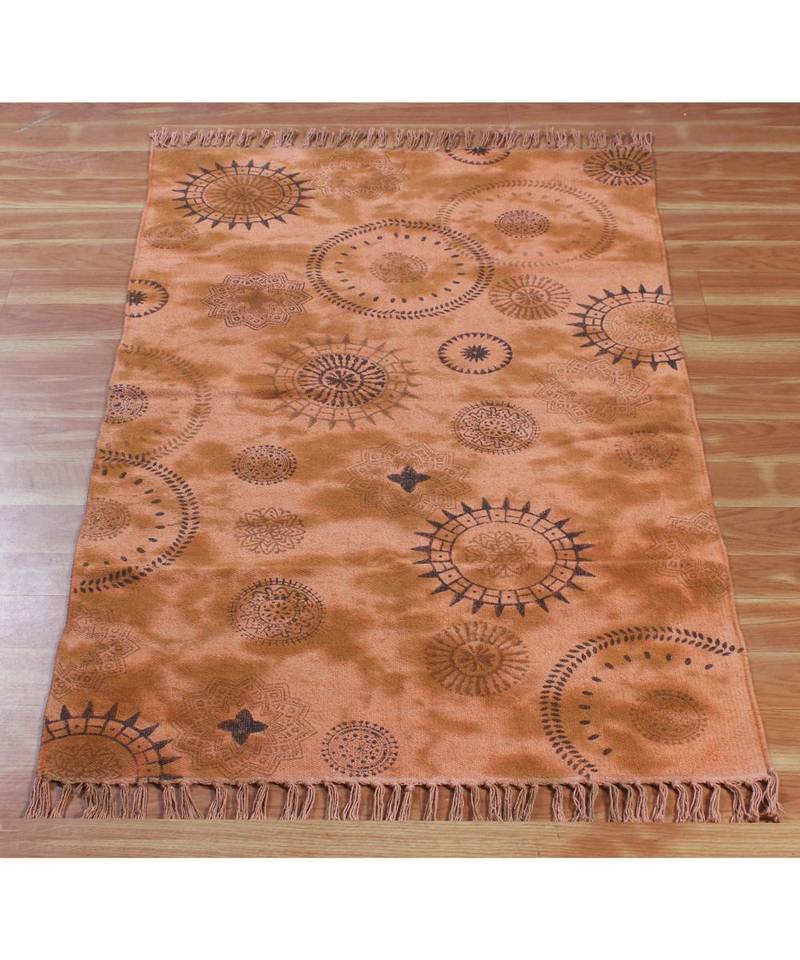 4x10 Ft Hand Block Printed Rug Boho Kilim Area Rug Outdoor Patio Decor Flat Woven