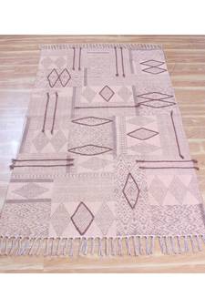 4x8 Ft Rug For Kids Room Boho Kilim Area Rug Hand Block Printed Cotton Durries