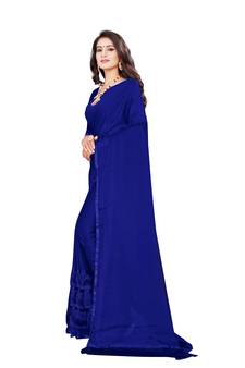Blue plain georgette saree with blouse