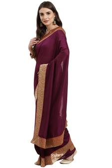 Purple woven georgette saree with blouse