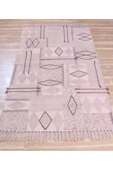 12x18 Ft Rug For Kids Room Boho Kilim Area Rug Hand Block Printed Cotton Durries