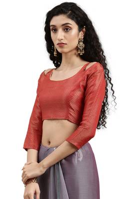 Blue embroidered chiffon saree with blouse 4
