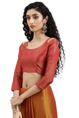Yellow embroidered chiffon saree with blouse 5