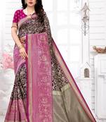 Purple woven banarasi silk saree with blouse