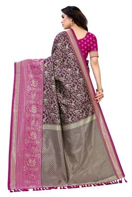 Purple woven banarasi silk saree with blouse 4