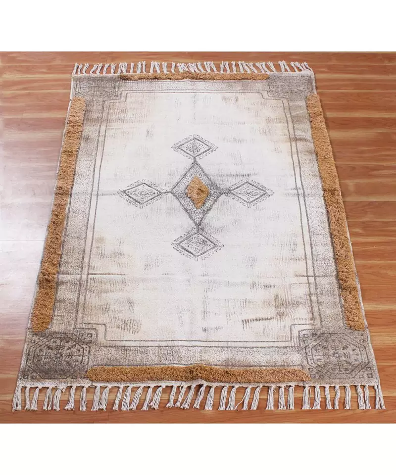 7x7 Ft Handmade Dark Brown Cotton Dhurrie Boho Kilim Area Rug Home Decorative Carpet