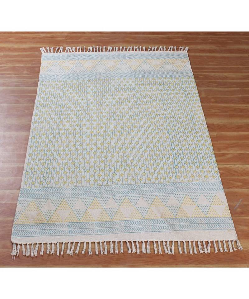5x7 Ft Rug For Patio Decor Hand Made Cotton Dhurrie Area Rug Modern Style Rug