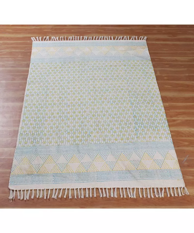 7x10 Ft Rug For Patio Decor Hand Made Cotton Dhurrie Area Rug Modern Style Rug