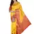 Yellow woven banarasi silk saree with blouse