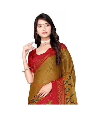 Pisara Olive Chiffon Printed Saree 2