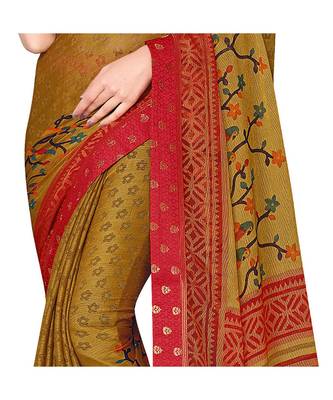 Pisara Olive Chiffon Printed Saree 4