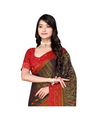 Pisara Brown Chiffon Printed Saree 2