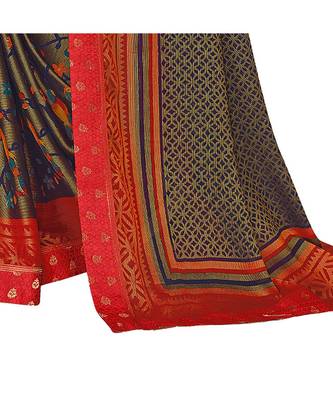 Pisara Brown Chiffon Printed Saree 3