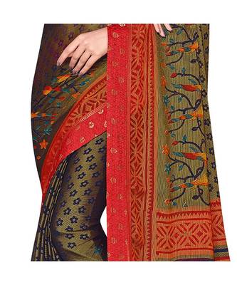 Pisara Brown Chiffon Printed Saree 4