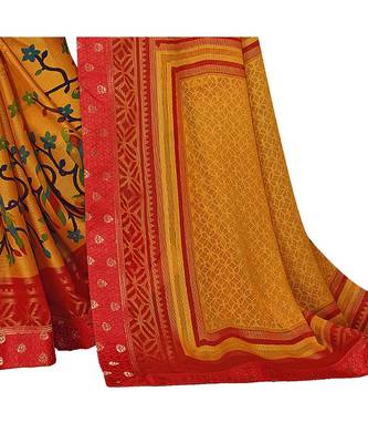 Pisara Orange Chiffon Printed Saree 3