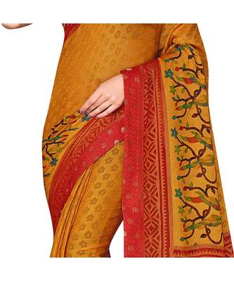 Pisara Orange Chiffon Printed Saree 4