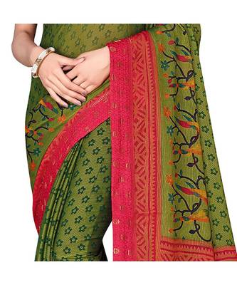Pisara Green Chiffon Printed Saree 4