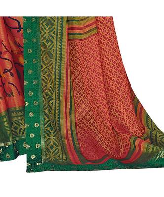 Pisara Rust Chiffon Printed Saree 3