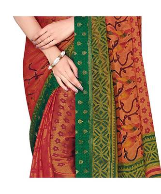Pisara Rust Chiffon Printed Saree 4