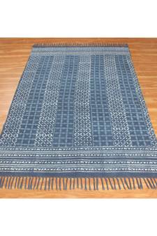 6x8 Ft Hand Made Dabu Print Rug Boho Kilim Area Rug Indoor Dining Room Decor Flat Woven