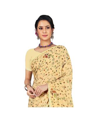 Pisara  Cream Chiffon Siroski work lace border  Saree 2