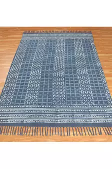 12x15 Ft Hand Made Dabu Print Rug Boho Kilim Area Rug Indoor Dining Room Decor Flat Woven