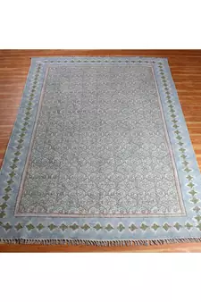 3x3 Ft Rug For Bedroom Decor Handmade Cotton Rug Hand Block Printed Flat Weave