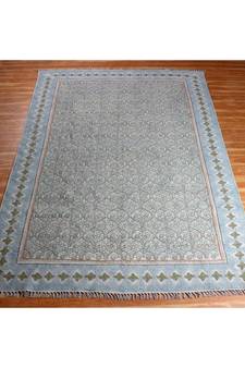 4x4 Ft Rug For Bedroom Decor Handmade Cotton Rug Hand Block Printed Flat Weave