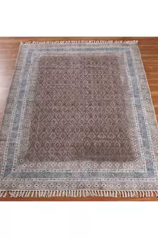 2x3 Ft Cotton Dhurrie Hand Block Printed Area Rug Living Room Decor grey Rug