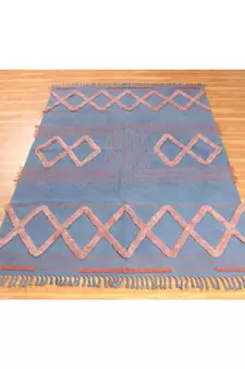 4x8 Ft Rug For Study Room Area Rug Hand Block Printed Cotton Durries Boho Kilim