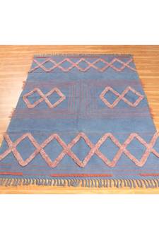 8x8 Ft Rug For Study Room Area Rug Hand Block Printed Cotton Durries Boho Kilim